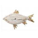 Déco Marine et Plage : Grand Poisson en bois flotté et MDF, L 40 cm