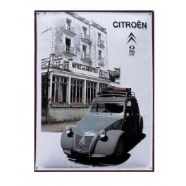 Plaque 3D Citroën : La 2 CV Bleue à Paris, H 40 x 30 cm