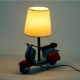SIGNES GRIMALT Lampe de Table Scooter Vintage en Métal 34 cm – Bleu et Rouge – Abat-jour Tissu – Douille E14