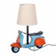SIGNES GRIMALT Lampe de Table Scooter Vintage en Métal 34 cm – Bleu et Rouge – Abat-jour Tissu – Douille E14