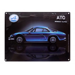 Plaque Métal Relief Emboutie : Renault Alpine A 110, H 40 x L 30 cm