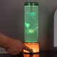 SIGNES GRIMALT Lampe LED Méduse 28 cm – Effet Aquarium Lumineux Multicolore – Recharge USB – Base Métal & Cylindre Verre