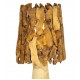 SIGNES GRIMALT Lampe à Poser en Bois de Paulownia 68 cm – Pied Naturel & Abat-Jour Sculpté – Douille E14