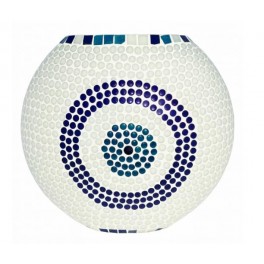 SIGNES GRIMALT Lampe Mosaïque en Verre et Résine 18 cm – Motif Cercle Bleu – Lampe Artisanale Douille E14