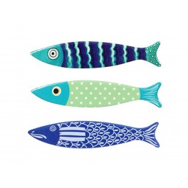 Set 3 Magnets Frigo aimantés, Poissons Thème Mer 3, L 13 cm