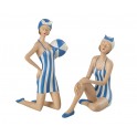 Figurines Bord de Mer : Set 2 Baigneuses Farniente et Ballon, H 22 cm