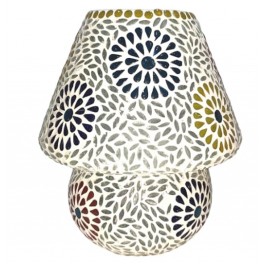 SIGNES GRIMALT Lampe Mosaïque en Verre et Plâtre 23 cm – Motifs Floraux Multicolores – Luminaire Artisanal Douille E14