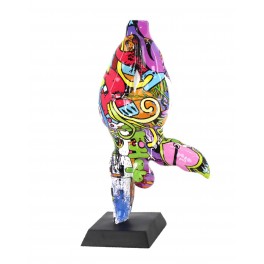 Sculpture Design Femme Ronde Arlequin, Danseuse, H 51 cm