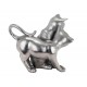 Figurine Chat Assis Bali, Aspect Bois et Motifs stylisés, H 14 cm