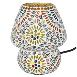 SIGNES GRIMALT Lampe Mosaïque en Verre et Plâtre 18 cm – Motif Floral Multicolore – Luminaire Artisanal Douille E14
