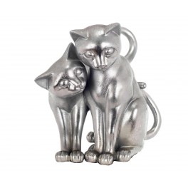 Figurine Chat Assis Bali, Aspect Bois et Motifs stylisés, H 14 cm