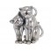 Figurine Chat Assis Bali, Aspect Bois et Motifs stylisés, H 14 cm