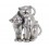 Grande Figurine Deux Chats contemporains, Patine Argent, H 20 cm