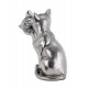 Figurine Chat Assis Bali, Aspect Bois et Motifs stylisés, H 14 cm