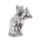 Figurine Chat Assis Bali, Aspect Bois et Motifs stylisés, H 14 cm