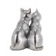 Figurine Chat Assis Bali, Aspect Bois et Motifs stylisés, H 14 cm