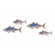 ORIGEN Déco murale Marine : Set 4 Thons 2 tailles, Bleu et Marron, Bois MDF et Effet vieilli décapé L 50 et 30 cm