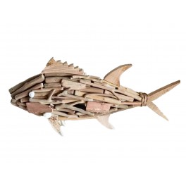 SIGNES GRIMALT Déco Bord de mer XL : Grand Poisson en bois flotté et bois MDF, L 45 cm