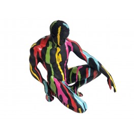 Statue Design Introspection, Coulées multicolores, H 15 cm