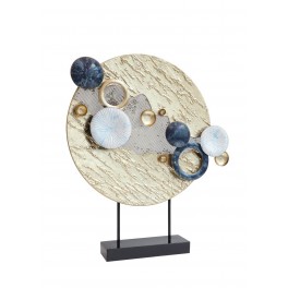 Sculpture Bougeoir Design : Cercle de Gingko Biloba et Socle, H 63 cm