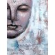 Grand Tableau Bouddha moderne : Shakubuku 2, Bouddha Bleu Mystique, H 100 cm