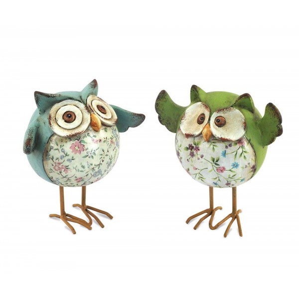 Figurine Résine Couple De Hiboux Sur Branche - Hauteur 6 Cm, Poids 79 Gr