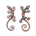 SIGNES GRIMALT Set 2 Geckos en Résine, Déco murale ou à poser, Modèle Tropik, H 16 cm