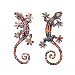 SIGNES GRIMALT Set 2 Geckos en Résine, Déco murale ou à poser, Modèle Tropik, H 16 cm