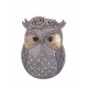 Figurine Hibou Coloré, Rouge Aspect Bois, H 12 cm