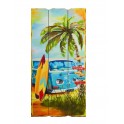 Déco murale Vintage. Plaque Combi Rouge Beach Time : Best Summer, L 60 cm