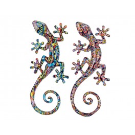 SIGNES GRIMALT Set 2 Geckos en Résine, Déco murale ou à poser, Modèle Tropik, H 20,5 cm