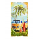 Déco murale Vintage. Plaque Combi Rouge Beach Time : Best Summer, L 60 cm