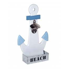 Déco Marine : Décapsuleur mural BEACH, Thème Bord de Mer, H 33 cm