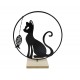 Silhouette Chat et Poisson dans un cercle en métal, hauteur 28 cm