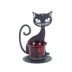 Le Bougeoir Chat, Structure Métal & Verrine, Rouge, Hauteur 14 cm