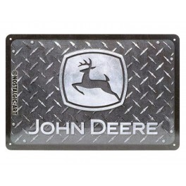 Plaque 3D métal : John Deere Logo & Marche Pied, L 30 x 40 cm