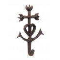 Déco fer forgé murale et Patère : Croix Camarguaise, H 19 cm