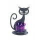 Le Bougeoir Chat, Structure Métal & Verrine, Violet, Hauteur 14 cm