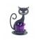 Le Bougeoir Chat, Structure Métal & Verrine, Violet, Hauteur 14 cm