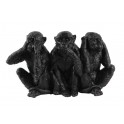 Set 3 singes de la sagesse, Version noire, H 19 cm