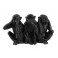 Set 3 singes de la sagesse, Version noire, H 19 cm