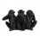 Set 3 singes de la sagesse, Version noire, H 19 cm