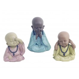 G&S Set 3 Moines de la Sagesse Assis 2, Collection Baby Zen, Hauteur 11 cm
