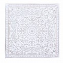 Déco murale Bois Blanc sculpté, Mandala Floral et Céruse, H 50 cm