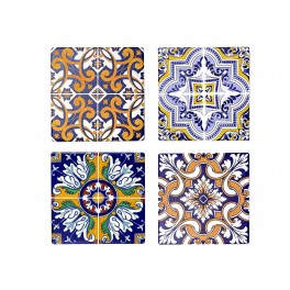 Set 6 sous-bocks Rétro, Motifs Carreaux de Ciment 5, H 11 cm