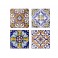 Set 4 sous-bocks Rétro, Motifs Carreaux de Ciment colorés, H 11 cm