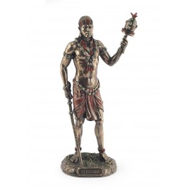 SIGNES GRIMALT Sculpte Résine Afrique : Eleggua Le Guerrier et Messager, Asoect Bronze coloré, Hauteur 22 cm