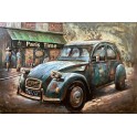 Tableau Métal 3D : La 2 CV bleue, L 120 cm