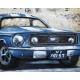 Tableau sur Métal 3D : La Ford Mustang Fastback Bleu, L 120 cm