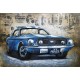 Tableau sur Métal 3D : La Ford Mustang devant le Golden Gate, H 100 cm